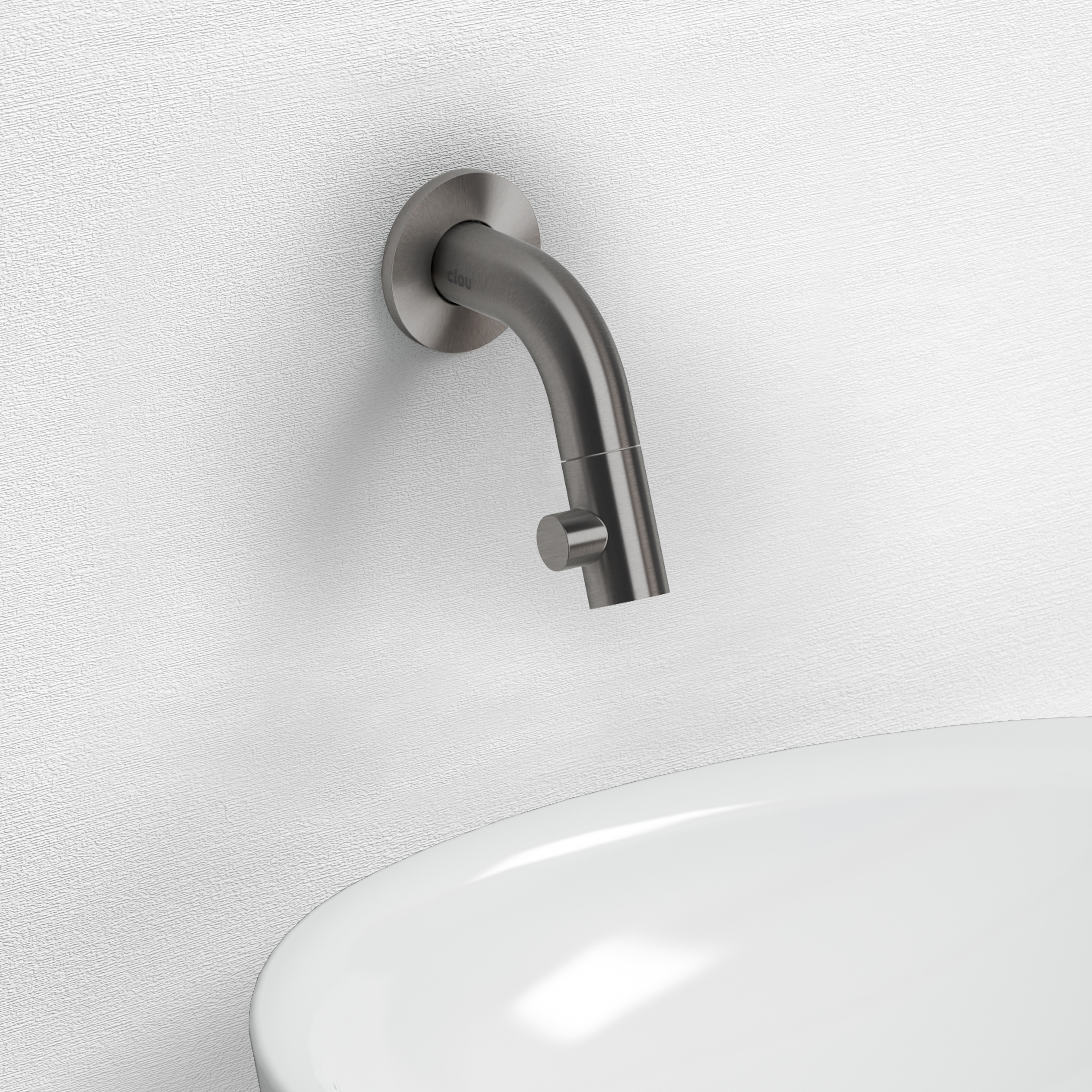 Clou Kaldur fonteinkraan korte uitl. wandm. gunmetal geb. PVD